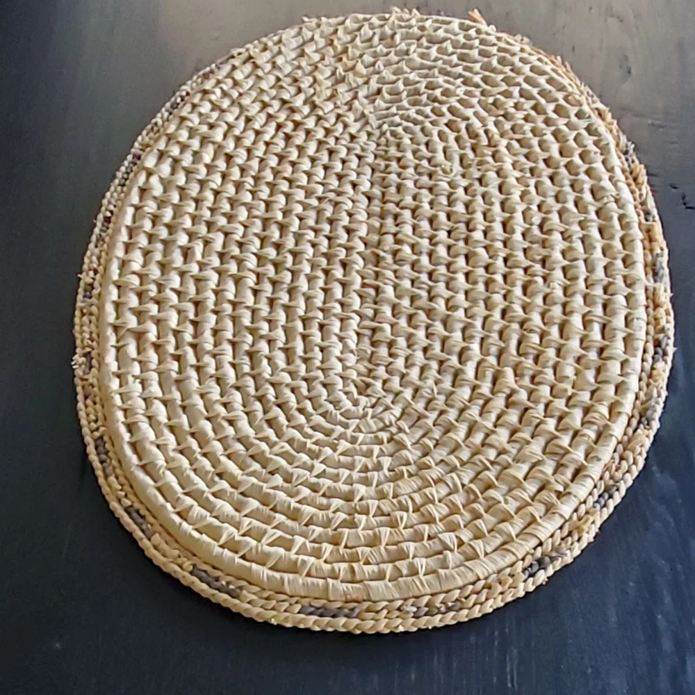 Boho 6 Thick Oval Woven Table Placemats, Natural, 12